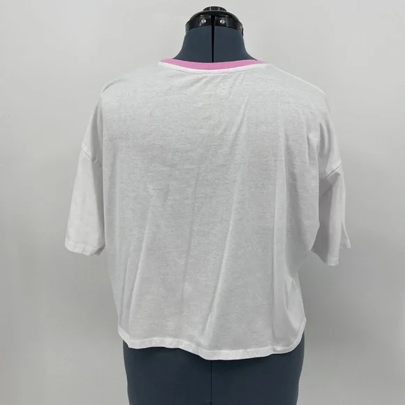 BARBIE  Barbie 1959 White AND PINK  Graphic T-Shirt WOMENS SIZE XL CROP - Picture 4 of 7